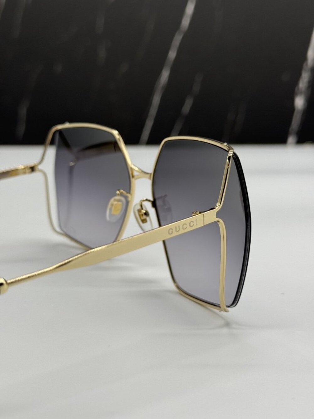NEW GUCCI GG0817S 001 SUNGLASSES GOLD/GRAY WOMEN EYEWEAR - Picture 7 of 11